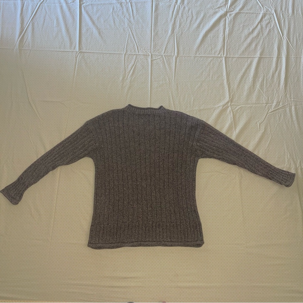 GAP BROWN WOVEN CREWNECK CABLE KNIT COTTON SWEATER - Picture 9 of 10